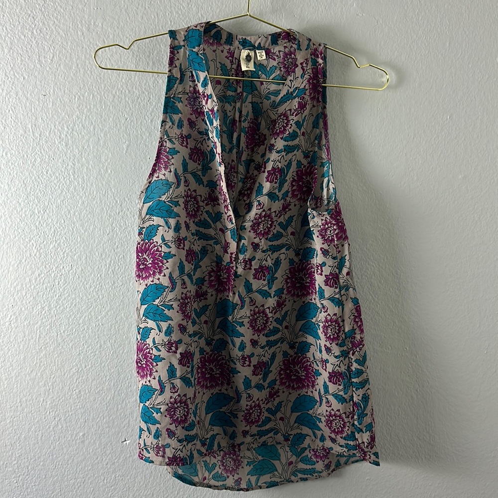 Let It Be Floral Sheer Tank Blouse
